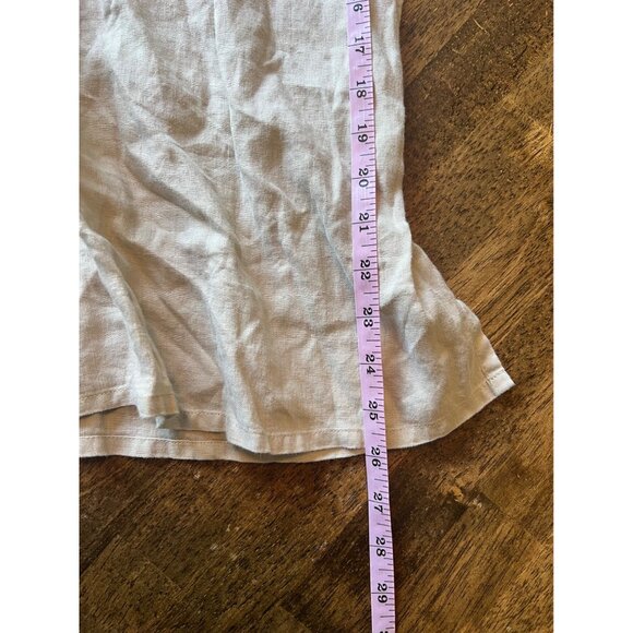 Rafaella 100% Linen Tan Pullover Long sleeve V-neck Tunic Blouse 12 - Picture 9 of 9